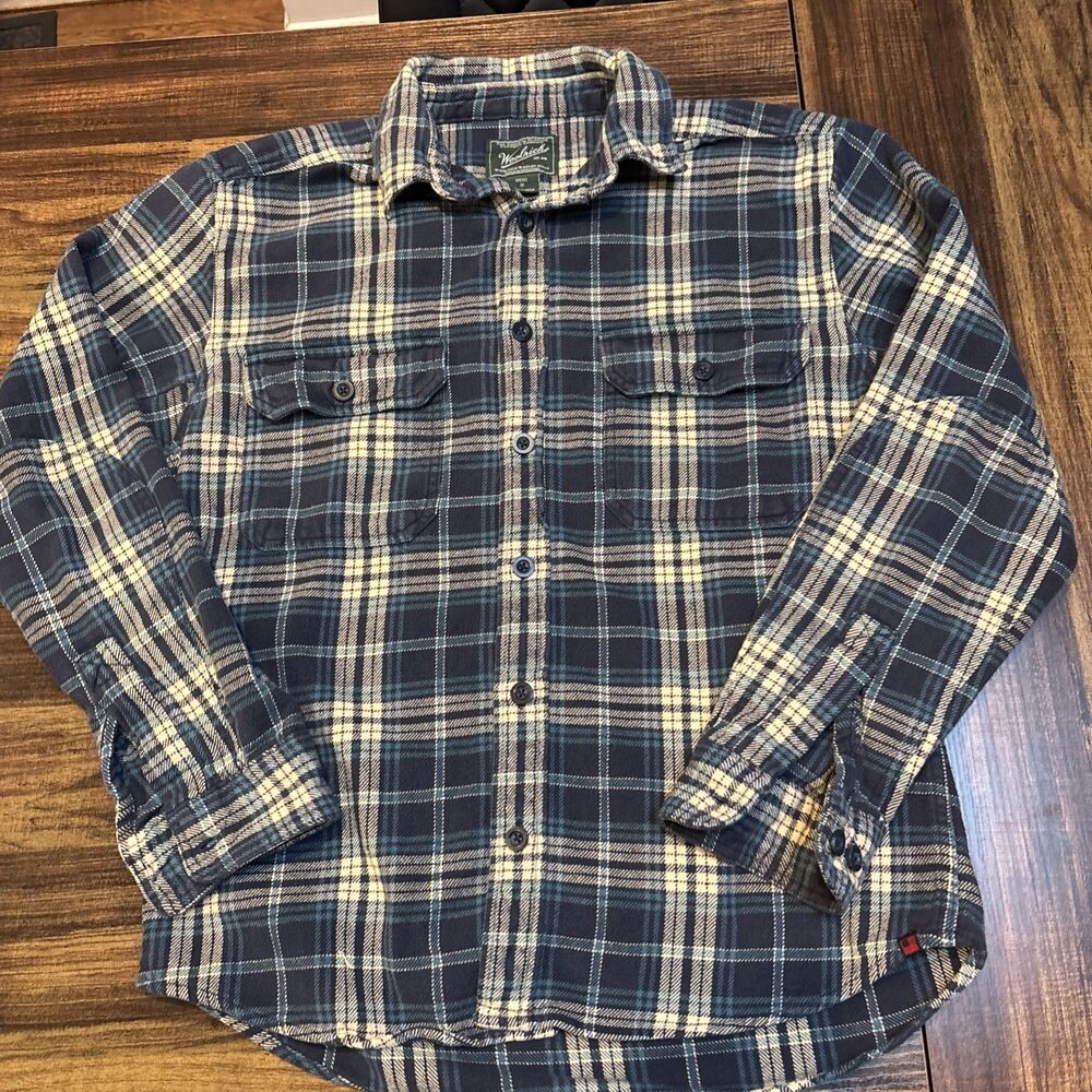 Woolrich Men Shirt Plaid Flannel Button Down Long Sleeve Mid-Weight Size Medium